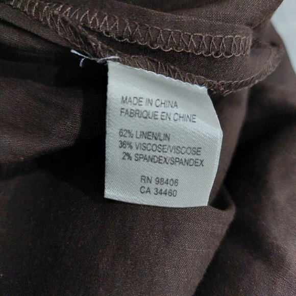 Theory Linen-Blend Brown Sleeveless Low Back Midi Sundress, Size 6 - Picture 5 of 9